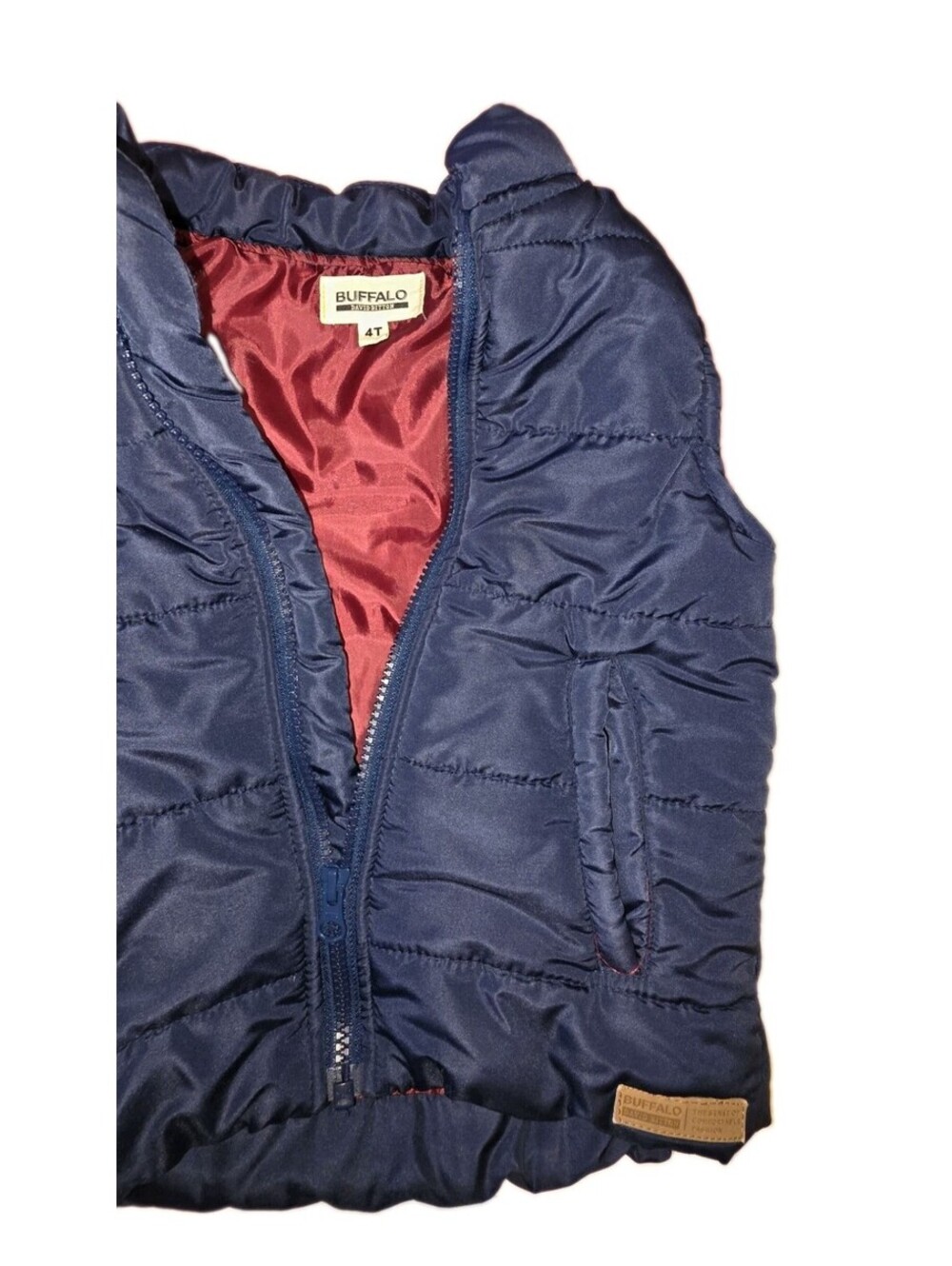 Buffalo David Bitton 4T Blue Puffer Vest Full Zip Lined Pockets Logo